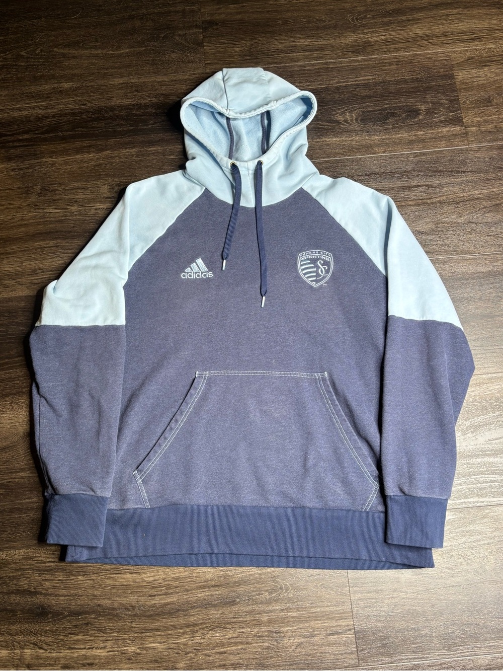 Adidas Sporting Kansas City Hoodie Sweatshirt Mens XL Blue Pullover